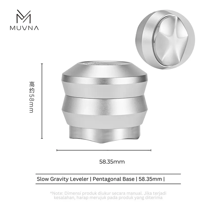 لولر دیستریبیوتر قهوه موونا مدل گرویتی پنتاگون سایز 58.35mm سیلور